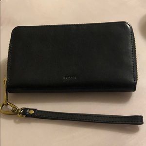 Fossil Black Wristlet